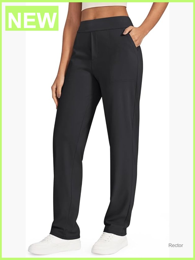 High Waist Straight Leg Yoga Pants With Pockets Work Trousers 28 30 32